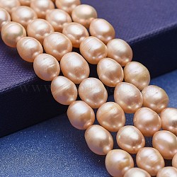 Natural Cultured Freshwater Pearl Beads Strands, Potato, Bisque, 8~10x7~8mm, Hole: 0.5mm, about 40~41pcs/strand, 14.76~15.15 inch(37.5~38.5cm)