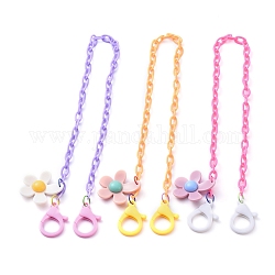 Personalized Dual-use Items, Beaded Necklaces or Eyeglasses Chains, with ABS Plastic Cable Chains, Flower Acrylic Pendants and Plastic Lobster Claw Clasps, Random Color Matching, Mixed Color, 19.48 inch(49.5cm)