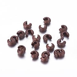 Brass Crimp Beads Covers, Nickel Free, Red Copper, 4mm In Diameter, Hole: 2mm