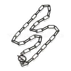 Unisex 304 Edelstahl Büroklammerkette Halsketten, mit Knebelverschlüsse, Elektrophorese schwarz, 17.71 Zoll (45 cm)
