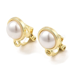 Risultati dell'orecchino a clip in lega, con anelli orizzontali e finta perla, per le orecchie non forato, mezzo tondo, oro, 13.5x10x15mm, Foro: 1.5 mm