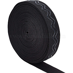 Нескользящая силиконовая эластичная лента из полиэстера, для швейного проекта, чёрные, 25x1 мм, Около 10 ярдов / рулон
