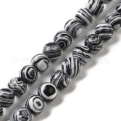 Stränge aus synthetischen, mit Malachit gefärbten Perlen, Runde, weiß, 8 mm, Bohrung: 1.2 mm, ca. 47~48 Stk. / Strang, 14.96''~15.16'' (38~38.5 cm)