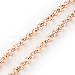 Cadenas rolo de hierro, cadena belcher, sin soldar, con carrete, oro rosa, 2x1mm, aproximamente 100 m / rollo