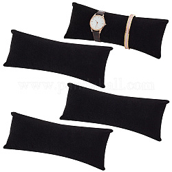 Présentoirs de bijoux d'oreiller de bracelet de velours, pour bijoux, bracelets et présentoirs de montres, ovale, noir, 20.5x8.2x5.8 cm