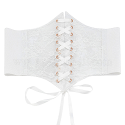 Cinture di corsetto elastiche larghe in tessuto, cintura in vita allacciata per donna ragazza, bianco, 27-1/8 pollice (69 cm)