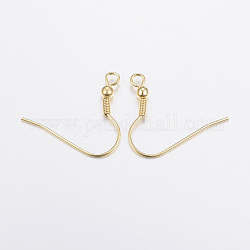 304 Stainless Steel Earring Hooks, Ear Wire, with Horizontal Loop, Golden, 20x23x3mm, Hole: 2mm, Pin: 0.8mm