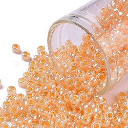 Toho perles de rocaille rondes, Perles de rocaille japonais, (904) abricot de Ceylan, 8/0, 3mm, Trou: 1mm, à propos 222pcs / bouteille, 10 g / bouteille