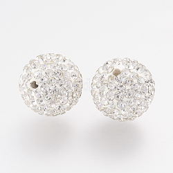 Czech Rhinestone Beads, PP13(1.9~2mm), Pave Disco Ball Beads, Polymer Clay, Round, 001_Crystal, PP13(1.9~2mm), 14mm, Hole: 2mm, 145~150pcs rhinestones/ball.