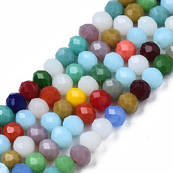 Chapelets de perles en verre, facette, abaque, couleur mixte, 4x3.5mm, Trou: 0.7~1mm, Environ 104~125 pcs/chapelet, 14.13 pouce ~ 16.93 pouces (35.9 cm ~ 43 cm)