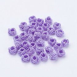Nylon Cord Woven Beads, Round, Violet, 6~6.5x4.5mm, Hole: 2.5mm, about 93~100pcs/bag