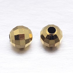 Perles intercalaires rondes à facettes 925 en argent sterling, véritable 18k plaqué or, 4mm, Trou: 1.2mm, environ 196 pcs/20 g
