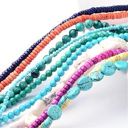 Fili di perle di magnesite naturale, tinti e riscaldato, forme misto, colore misto, 2~10x2~10x2~5mm, Foro: 0.5~1 mm, circa 80~200pcs/filo, 15.7 pollice