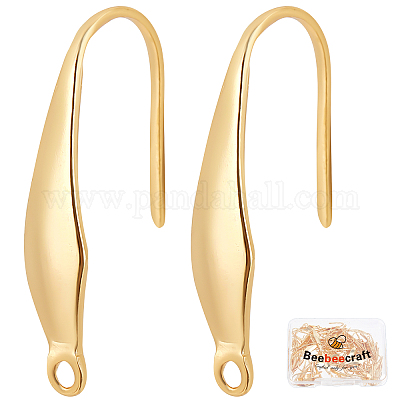 Wholesale Beebeecraft 100Pcs/Box 18K Gold Plated Earring Hooks
