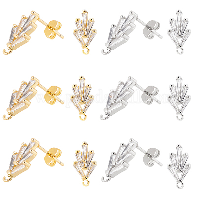 Shop NBEADS 6 Pairs Brass Cubic Zirconia Earring Studs for Jewelry