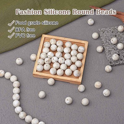 100Pcs Silicone Beads Round Rubber Bead 15MM Loose Spacer