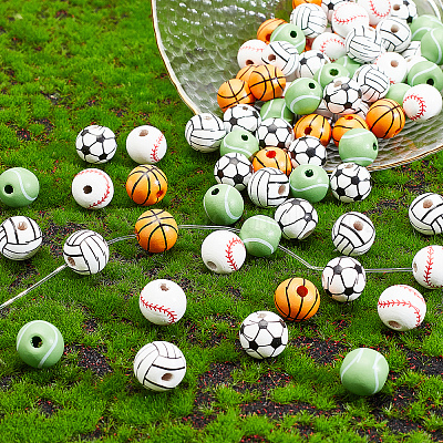 100pcs Acrylic Football Beads Football Beads for Necklace Bracelet DIY Sports  Beads 