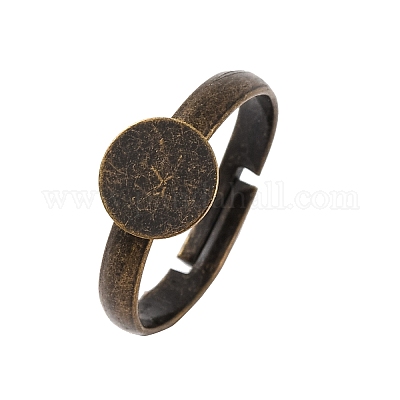 Einstellbar antike Bronze Messing Pad Fingerring Basen&nbsp;X-EC541-NFAB-1