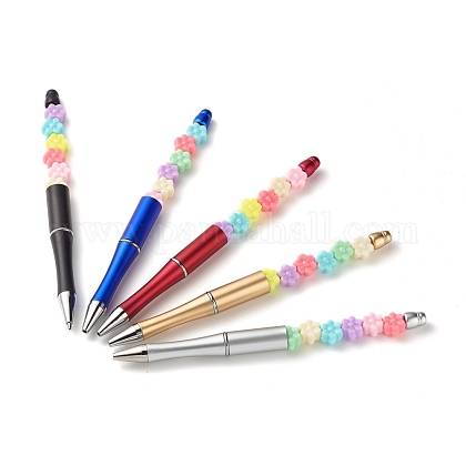 プラスチックプレスボールペン 不透明なアクリルヨーロッパビーズ付き ミックスカラー 149x13x11 5mmの通販 Jp Pandahall Com