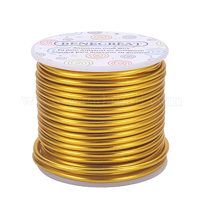 BENECREAT 9 Gauge Jewelry Craft Aluminum Wire 55 Feet Bendable Metal Sculpting Wire for Craft Floral Model Skeleton Making (Gold AW-BC0001-3mm-08-1