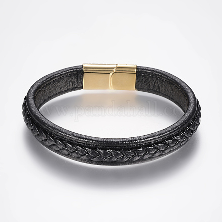 Braided Leather Cord Bracelets BJEW-H561-02E-1