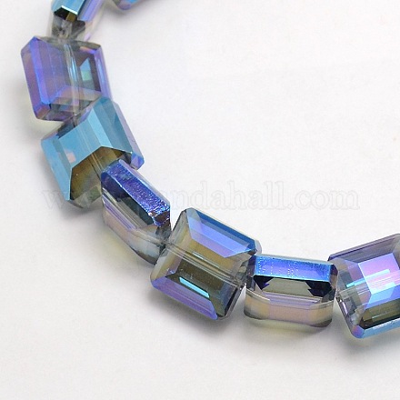 Galvanisieren Kristallglas Quadrat Perlen Stränge EGLA-F064B-06-1