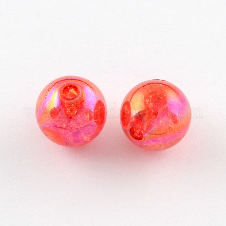 Bubblegum AB Color Transparent Crackle Acrylic Round Beads CACR-R011-12mm-11-1