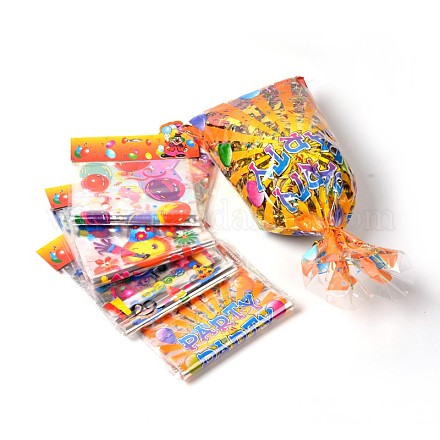 Imprimés sacs matériel de PE rectangle de plastique mixtes pour la fête d'anniversaire AJEW-J029-13B-1