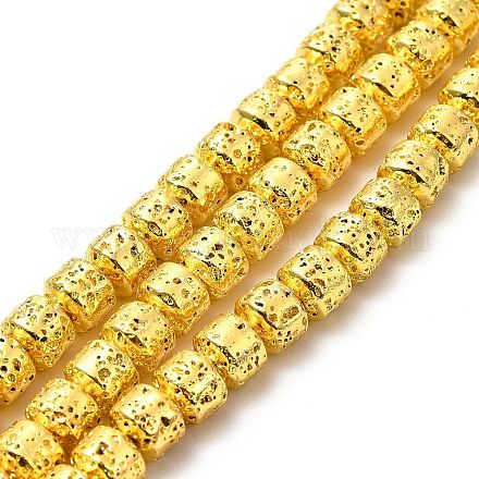 Electroplated Natural Lava Rock Beads Strands G-G984-10G-1