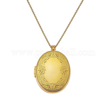 Collier pendentif médaillon ovale avec image de feuille JN1037A-1