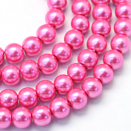 Baking Painted Pearlized Glass Pearl Round Bead Strands HY-Q330-8mm-54-1