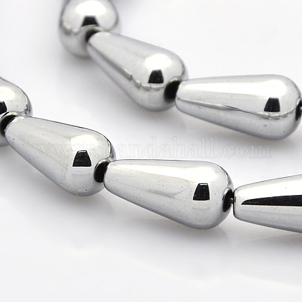 Grade A Electroplate Non-magnetic Synthetic Hematite Teardrop Beads Strands G-M073-03-1