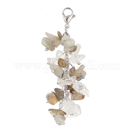 Decorazioni pendenti con perline di cristallo di quarzo naturale e labradorite HJEW-JM01234-03-1