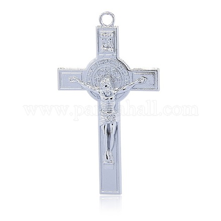 Nickel Free & Lead Free Platinum Alloy Crucifix Cross Large Big Pendants PALLOY-J441-09P-NR-1