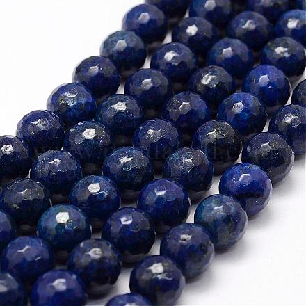 Faceted Natural Lapis Lazuli Beads Strands G-F364-14-12mm-1