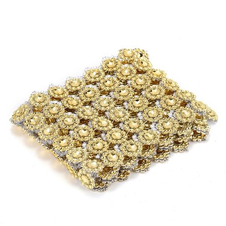 6列プラスチックダイヤモンドメッシュラップロール  ラインストーンクリスタルリボン  DIYの結婚披露宴は装飾工芸品を好む  ゴールド  97x2mm DIY-L049-04A-1