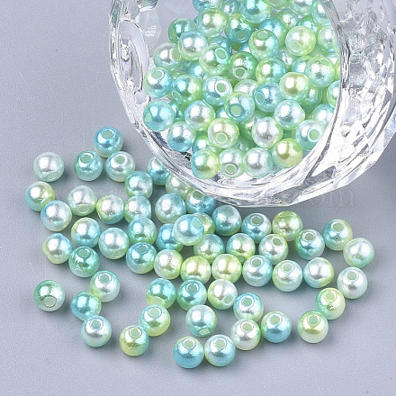 Perles en plastique imitation perles arc-en-abs OACR-Q174-12mm-03-1