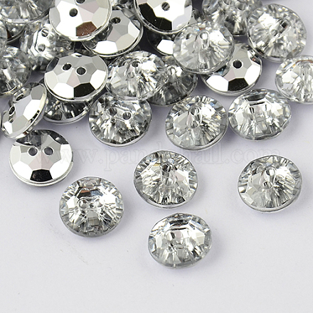 Botones redondos planos del diamante artificial de acrílico de Taiwán de 2-agujero BUTT-F015-27mm-02-1