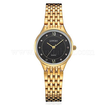 繊細なビジネスのカップルの腕時計  女性用ステンレススチール防水クォーツ腕時計  合金の腕時計ヘッド付き  ブラック  ゴールドカラー  220x10~19mm WACH-BB19186-05-1