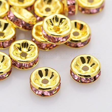 Séparateurs perles ronds en laiton doré avec strass grade A  RB-F016-21G-NF-1