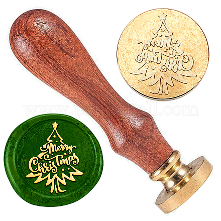 Wachssiegelstempel „Weihnachtsbaum“ von Delorigin AJEW-WH0208-815-1