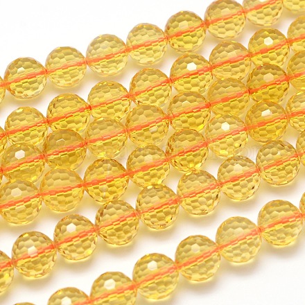 Faceted Round Grade A+ Natural Quartz Crystal Beads Strands G-H1650-8mm-03S-A+-1