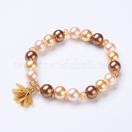 Bracelets extensibles de perles en verre BJEW-F318-32G-1