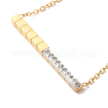 Ionenplattierung (IP) 304 Halskette mit rechteckigem Stabanhänger aus Edelstahl NJEW-P290-01G-1