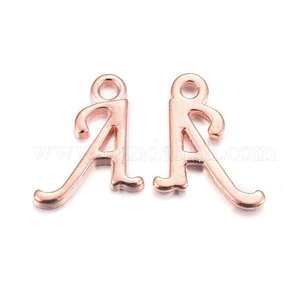 Rose Gold Plated Alloy Letter Pendants PALLOY-P097-05-A-1