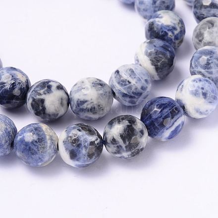 Facettes sodalite naturelle rondes chapelets de perles G-L377-45-10mm-1