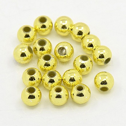 Perles rondes acryliques de placage en plastique PACR-L003-14mm-G-1