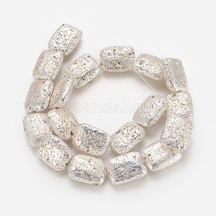Brins de perles de pierre de lave naturelle galvanisées G-P400-08S-01-1