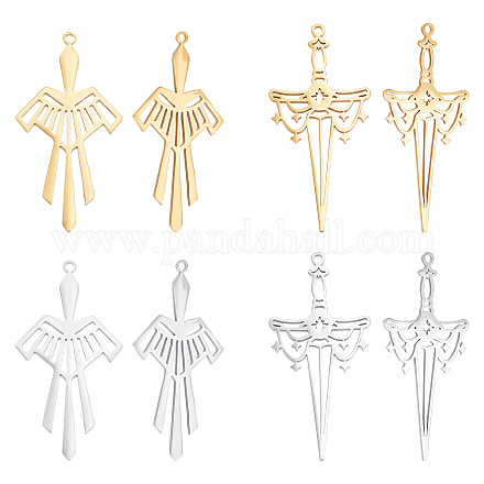DICOSMETIC 8pcs 4 Style Stainless Steel Pendants Laser Cut Sword Charms Pendants in Golden for DIY Necklace Bracelet Earring