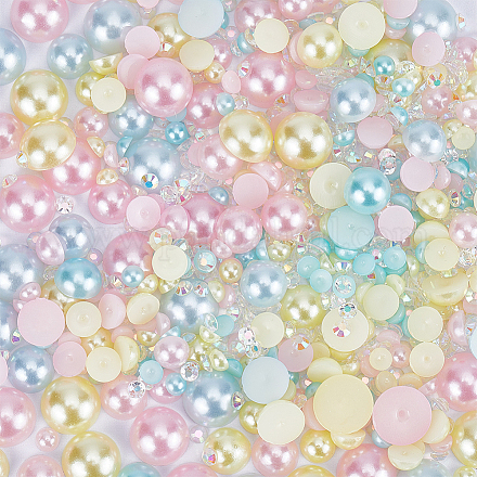 Resin Rhinestone and ABS Cabochons Sets RESI-WH0029-51B-1